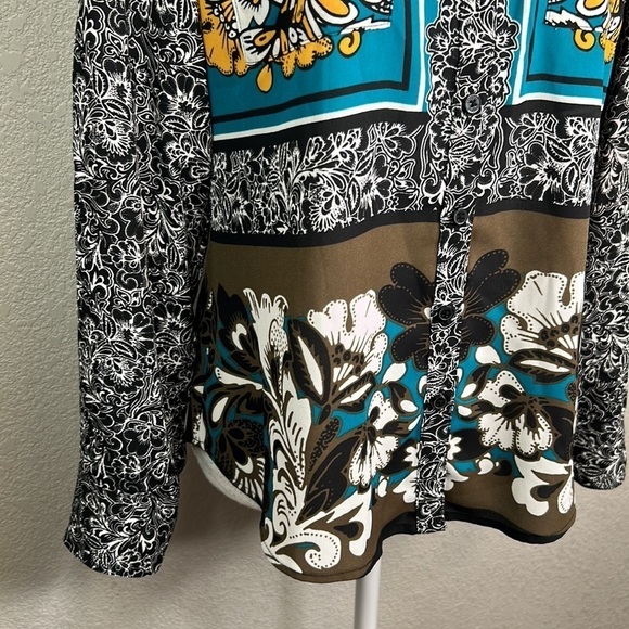 Express Floral Sheer Button Down Long Sleeve Top Size XS - Picture 3 of 7